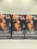 (3) Glossy Black No Bleach London Permanent Hair Dye Vegan Cruelty Free Shade 1.