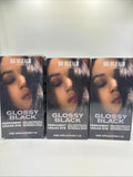 (3) Glossy Black No Bleach London Permanent Hair Dye Vegan Cruelty Free Shade 1.