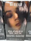 (3) Glossy Black No Bleach London Permanent Hair Dye Vegan Cruelty Free Shade 1.
