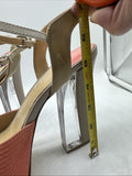 Gianni Bini coral textured ankle strap sandals clear lucite block heel 9-9.5