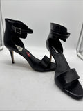 9 BCBG Generation Black Ankle Cuff Stiletto Heels Open Buckle Strap Dress Sandal