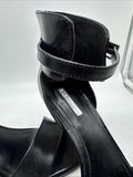 9 BCBG Generation Black Ankle Cuff Stiletto Heels Open Buckle Strap Dress Sandal