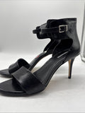 9 BCBG Generation Black Ankle Cuff Stiletto Heels Open Buckle Strap Dress Sandal