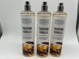 (3) Perfect Scents Tahitian Vanilla Light Refreshing Body & Hair Mists 8 Ozs