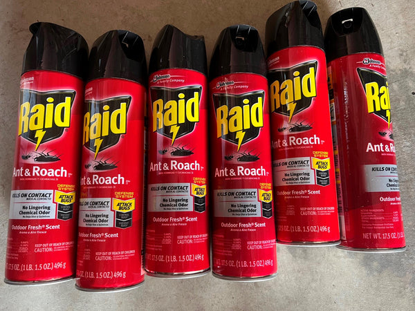 (6) Raid Ant Roach Killer Outdoor Fresh 17.5 oz Attack Control Prevent Bugs