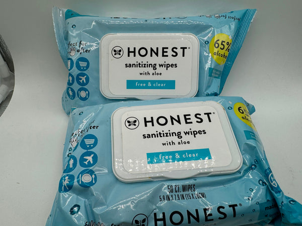 (2)  Honest free and clear wipes with aloe  50 ct per pack