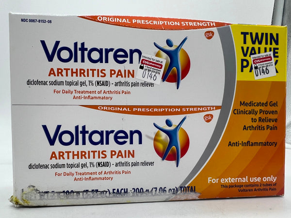 Volteran Arthritis Pain Relief Inflamation Gel Twin pack 3.53oz each