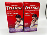 (2) TYLENOL Infants' Pain & Fever Acetaminophen Reducer Liquid GRAPE 9/24