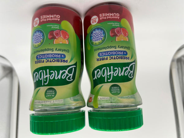 (2) Benefiber Prebiotic/Probiotics Fiber 50 Gummies Assorted  Fruit