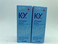 (2) K-Y KY Ultra Gel Slide Premium Water Based Personal Lubricant 1.5 oz
