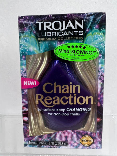 Trojan Lubricants Chain Reaction Personal Lubricant 2.7 oz NIB Sealed Face Plant Trojan Lubricants Chain Reaction Personal Lubricant 2.7 oz NIB Sealed Face Plant