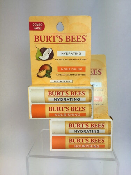(2) Burts's Bees Coconut & Pear and Mango Moisturing Lip Balms 4ttl COMBINE SHIP