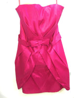 Cache Sz 10 Hot Pink Bow Peplum Mini Dress Strapless Evening Club