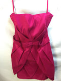 Cache Sz 10 Hot Pink Bow Peplum Mini Dress Strapless Evening Club