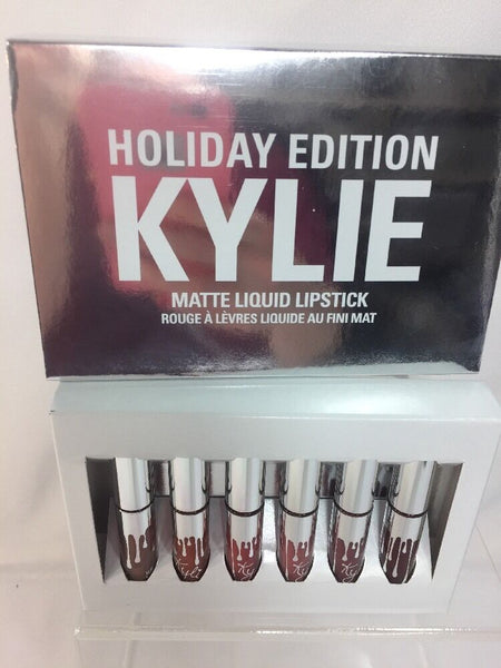 BNIB Kylie Holiday Edition Set Of 6 Mini Matte Liquid Lipstick w/Receipt Silver