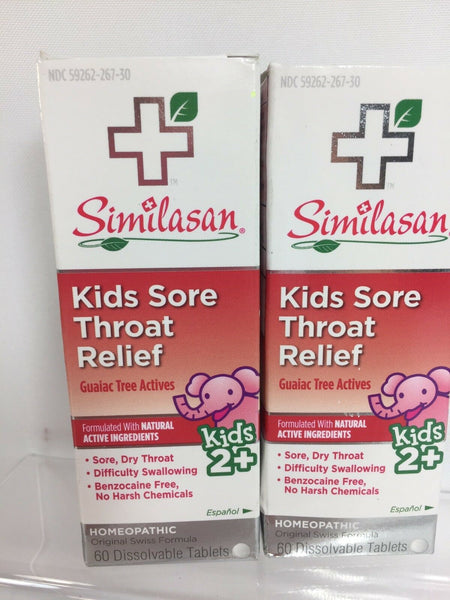 (2) Similasan Kids Sore Throat Relief Homeopathic 60 Dissolvable Tablet