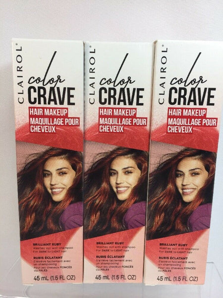(3) Brilliant Ruby Red Clairol Color Crave Temporary Hair Color Makeup Highlight