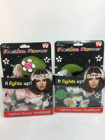 (2) Mia Flashion Flowers Head Band Lighted Daisy Rave Festival Rose Pink White