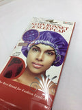 Donna Collection Adjustable Cap Bonnet Satin Nighttime Sleep Rollers Flower