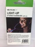 Soundlogic XT Green headphones  w/mic light-up earbuds Cord Flashes To Beat