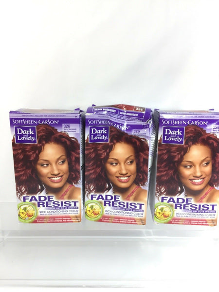(3) Dark and Lovely 326 Berry Burgundy SoftSheen-Carson Fade Resistant Hair Colo