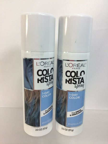(2) L'Oréal #pastelBlue30 Spray Colorista 1 Day Hair Color Highlight Blue 2oz