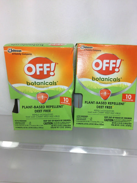 (2) OFF! Botanicals Towelette Wipe Mosquito Plant Based Repellent 10ct Singles
