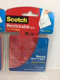 (2) Scotch Restickable Mounting Dots Clear Removable Double Side 7/8” 18ct 36ttl