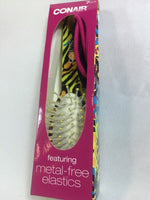 Conair 7pcs Hair Tie & Brush Girls Gift Set Yellow Pink Animal Print Pad Brush