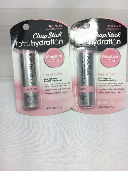 (2) ChapStick Pink Nude Total Hydration Moisture + Tint Color Soothing .12oz