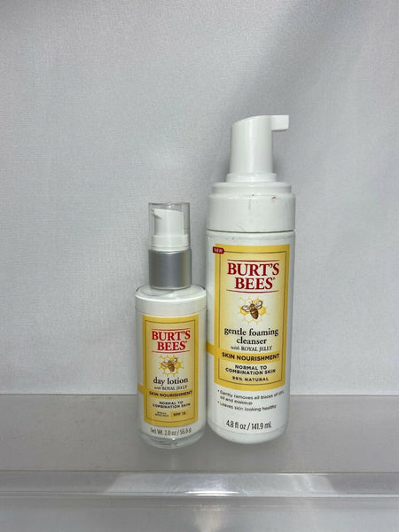 (2) Burt's Bees Foaming Cleanser & Day Lotion Nourishment Normal Combination