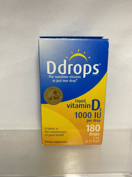 Ddrops Liquid Vitamin D3 1000 IU per Drop 0.17oz 5ml 180 BUY MORE & SAVE 02/21