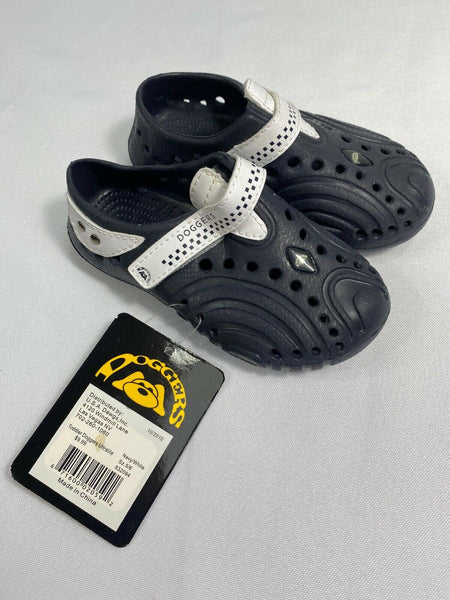 Doggers 5/6 Toddler Baby Navy Blue White Ultralite Adjustable Slip Kid Shoe Clog