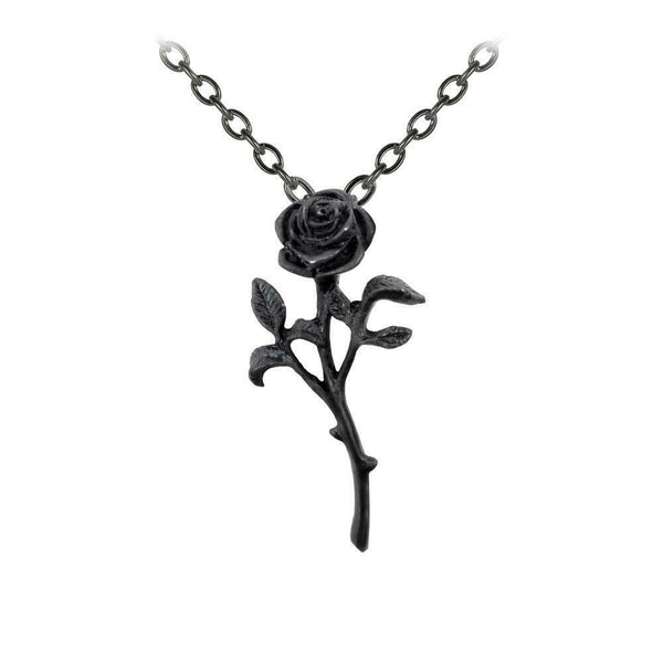 Alchemy Gothic P695  The Romance Black Rose Pendant Necklace