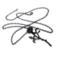 Alchemy Gothic P695  The Romance Black Rose Pendant Necklace