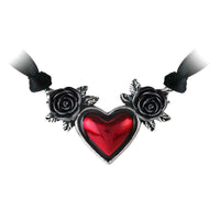 Alchemy Gothic P746  Blood Heart Necklace Red Rose