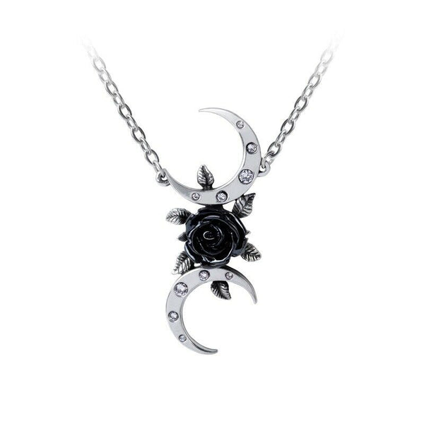 Alchemy Of England P870 - The Black Goddess Necklace Gothic Pendant rose moon