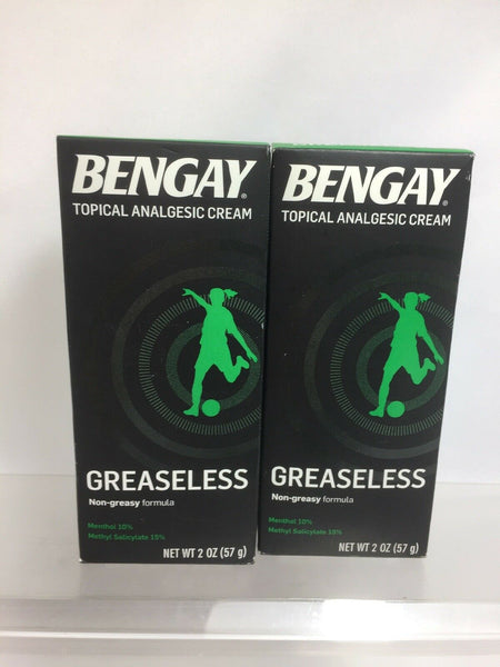 (2) Bengay Greaseless Pain Relieving Creme Topical Analgesic 2oz Twin 7/20