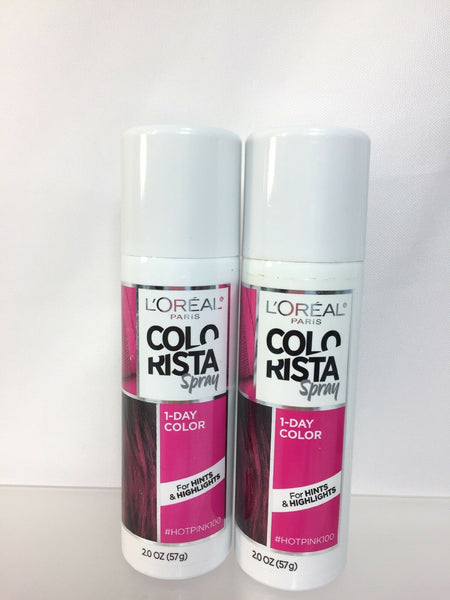 (2) L'Oréal #Hotpink100 Spray Colorista 1 Day Hair Color Highlight Pink 2oz