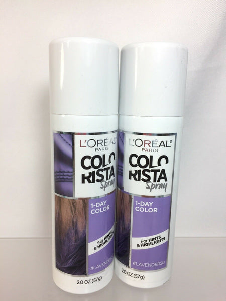 (2) L'Oréal #Lavender20 Spray Colorista 1 Day Hair Color Highlight Purple 2oz