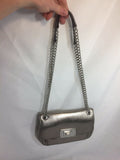 Micheal Kors  Metallic Silver Crossbody Chain Adjustable Strap Purse Zipper