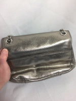 Micheal Kors  Metallic Silver Crossbody Chain Adjustable Strap Purse Zipper