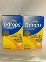 (2) Ddrops Liquid Vitamin D3 ~ 1000 IU per Drop 0.17oz Sunshine 5ml 180ct 01/21