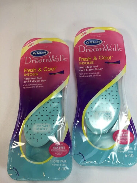 (2) New Dr. Scholl's DreamWalk Fresh & Cool Insole, 1 pr EachWomen's 6-10
