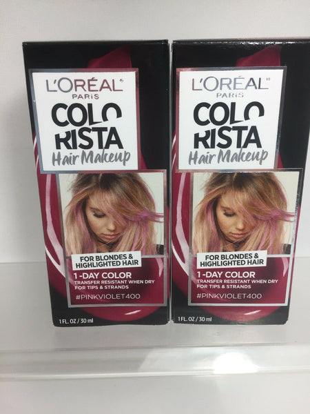 (2) L'Oréal #pinkviolet400 Pink  Colorista 1 Day Hair Color Makeup Highlight