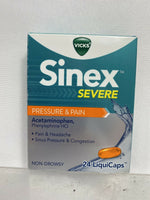 Vicks Sinex Seveer Pressure & Pain Headache Congestion 24 Liquicaps 11/20