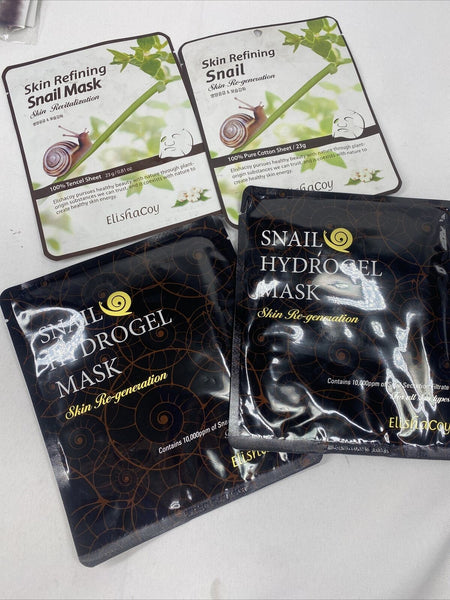 (4) ELishaCoy Snail Hydrogel Face Refining Regeneration Pure Cotton Sheet