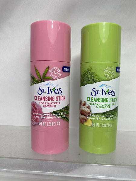 (2) St. Ives Cleansing Stick Rosewater Green Tea Ginger Face Body Wash 1.59oz