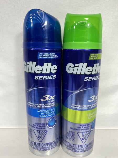 (2) Gillette Series Shave Gel Moisturizing Hydration & Sensitive  7 Oz