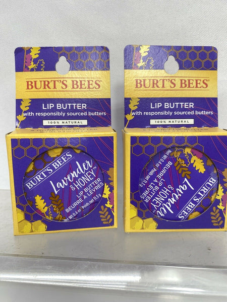 (2) Burt's Bees Lavender & Honey 100% Natural Lip Butter Tin Balm